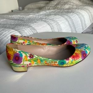 J.Crew silk ballet flats gold heel